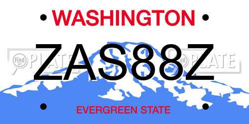 ZAS88Z Washington License Plate