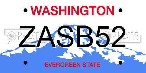 ZASB52 Washington License Plate