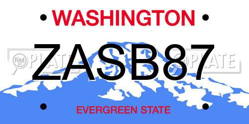 ZASB87 Washington License Plate