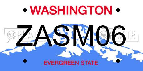 ZASM06 Washington License Plate