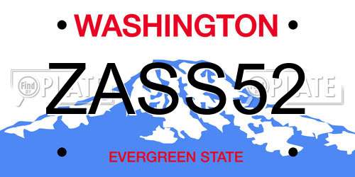 ZASS52 Washington License Plate