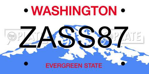 ZASS87 Washington License Plate