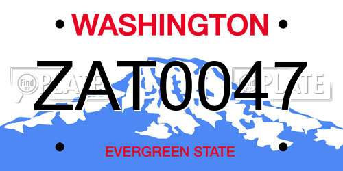 ZAT0047 Washington License Plate