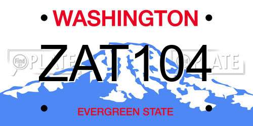 ZAT104 Washington License Plate