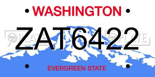 ZAT6422 Washington License Plate
