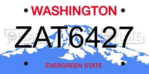 ZAT6427 Washington License Plate