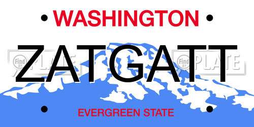ZATGATT Washington License Plate