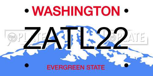 ZATL22 Washington License Plate