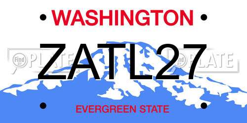 ZATL27 Washington License Plate