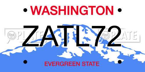 ZATL72 Washington License Plate