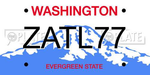ZATL77 Washington License Plate