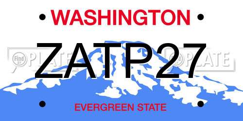 ZATP27 Washington License Plate