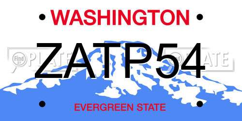 ZATP54 Washington License Plate