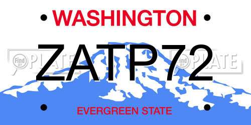 ZATP72 Washington License Plate
