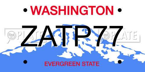 ZATP77 Washington License Plate