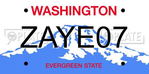 ZAYE07 Washington License Plate
