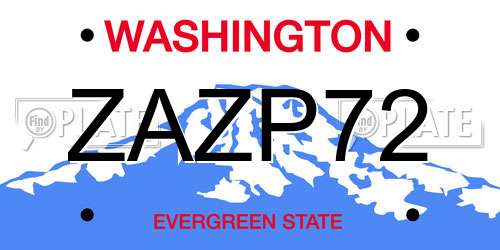 ZAZP72 Washington License Plate