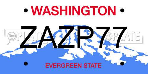 ZAZP77 Washington License Plate