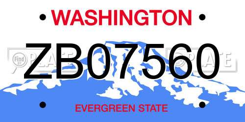 ZB07560 Washington License Plate