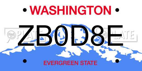 ZB0D8E Washington License Plate