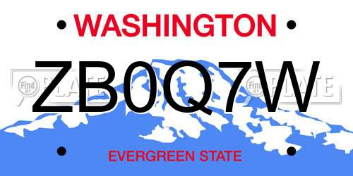 ZB0Q7W Washington License Plate