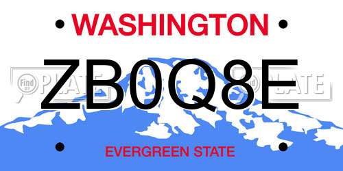 ZB0Q8E Washington License Plate