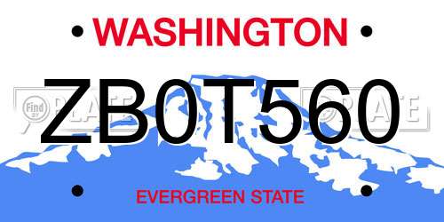 ZB0T560 Washington License Plate