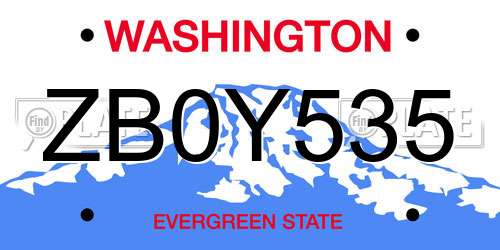 ZB0Y535 Washington License Plate