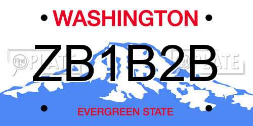 ZB1B2B Washington License Plate