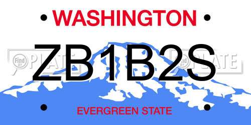 ZB1B2S Washington License Plate