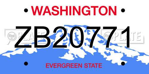 ZB20771 Washington License Plate