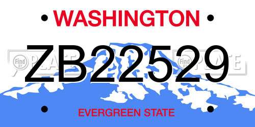 ZB22529 Washington License Plate