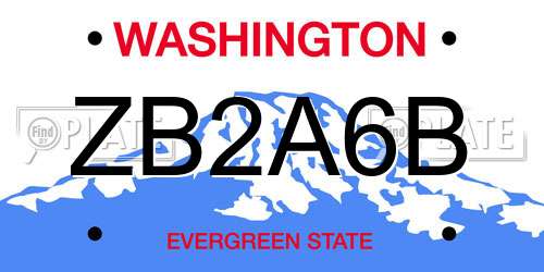 ZB2A6B Washington License Plate