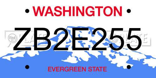 ZB2E255 Washington License Plate