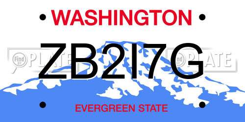 ZB2I7G Washington License Plate