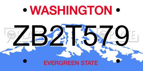 ZB2T579 Washington License Plate
