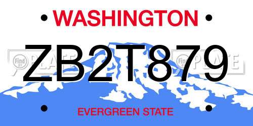 ZB2T879 Washington License Plate