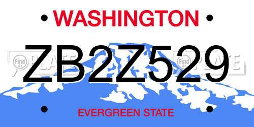ZB2Z529 Washington License Plate