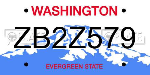 ZB2Z579 Washington License Plate