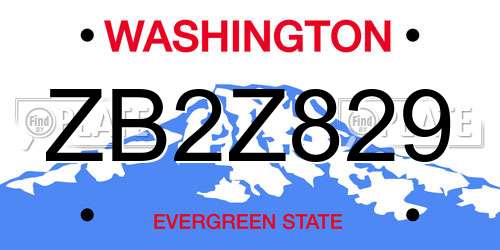 ZB2Z829 Washington License Plate