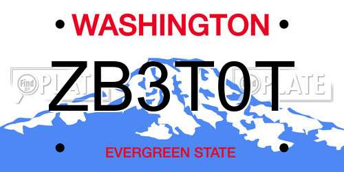 ZB3T0T Washington License Plate