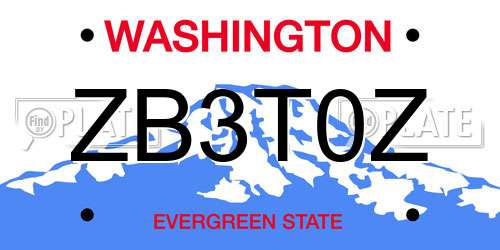 ZB3T0Z Washington License Plate