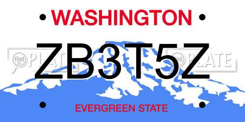 ZB3T5Z Washington License Plate