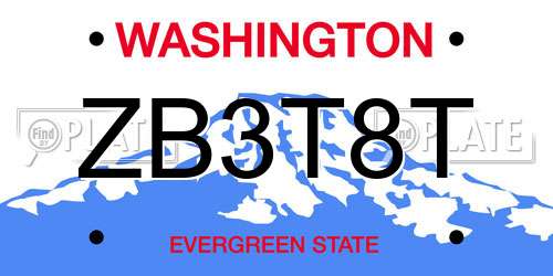 ZB3T8T Washington License Plate