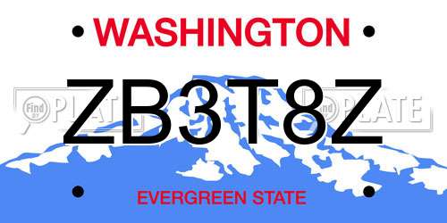 ZB3T8Z Washington License Plate