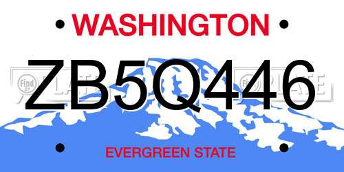 ZB5Q446 Washington License Plate