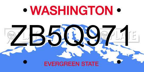 ZB5Q971 Washington License Plate