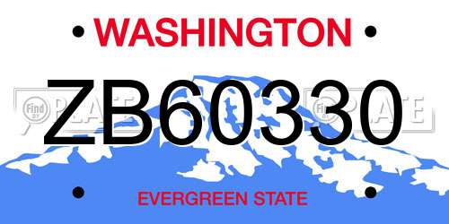 ZB60330 Washington License Plate
