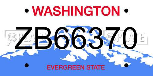 ZB66370 Washington License Plate