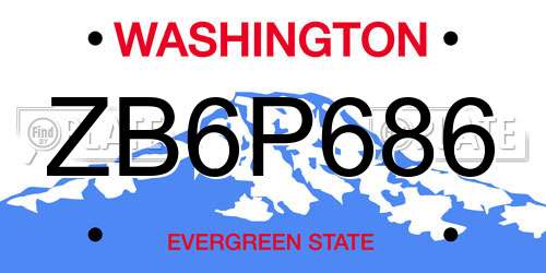 ZB6P686 Washington License Plate